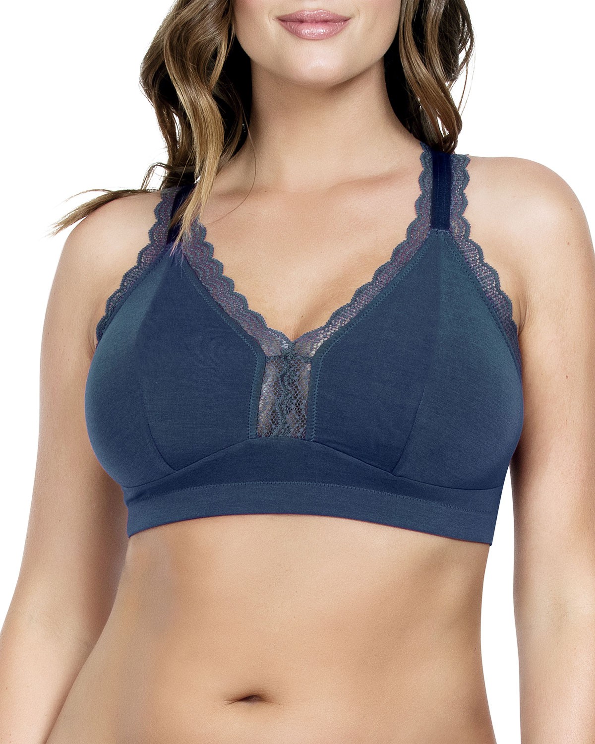 Parfait Dalis Lace-Trim Bralette, Navy Blue