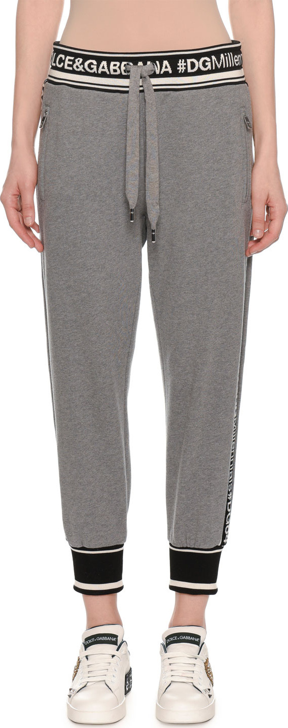 Dolce & Gabbana Pull-On Logo Crop Jogger Sweatpants