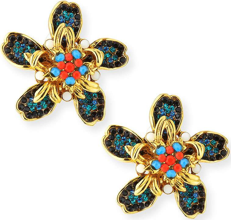Jose & Maria Barrera Bright Flower Clip-On Earrings