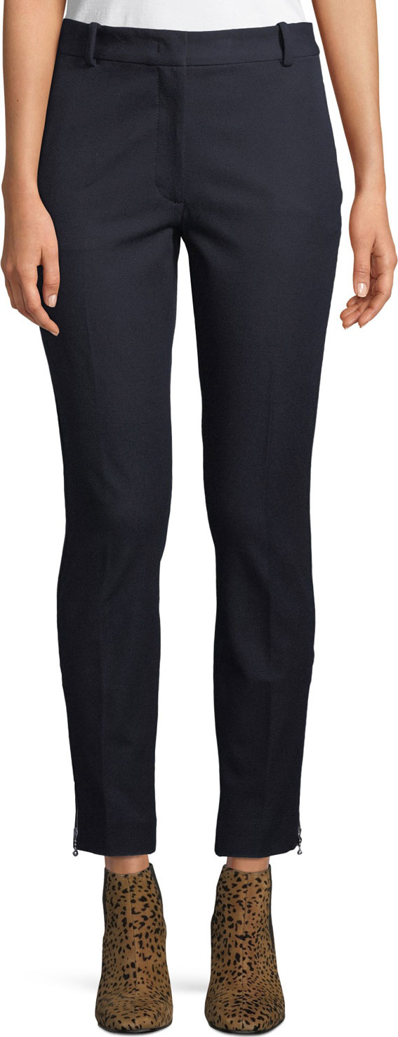 Joseph Zoom Ankle-Zip Gabardine Ankle Pants