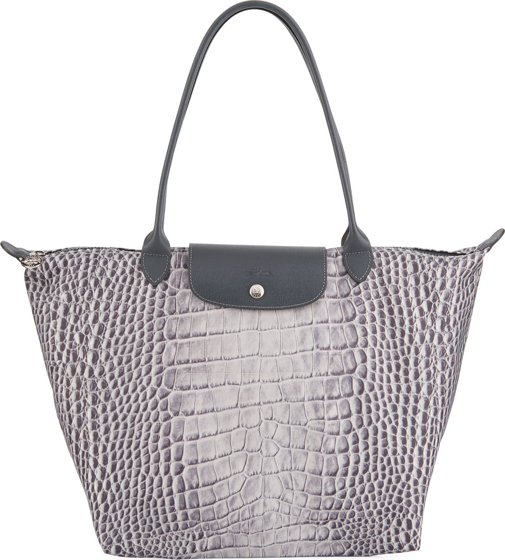 Longchamp Le Pliage Croco Large Shoulder Tote Bag