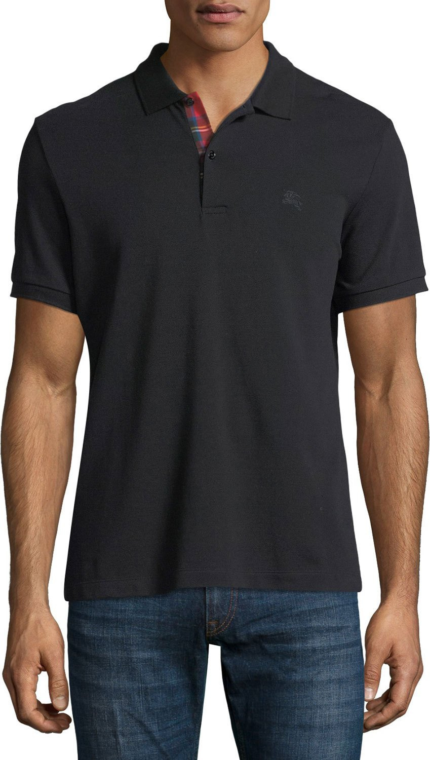 Burberry London England Short-Sleeve Pique Polo Shirt, Black