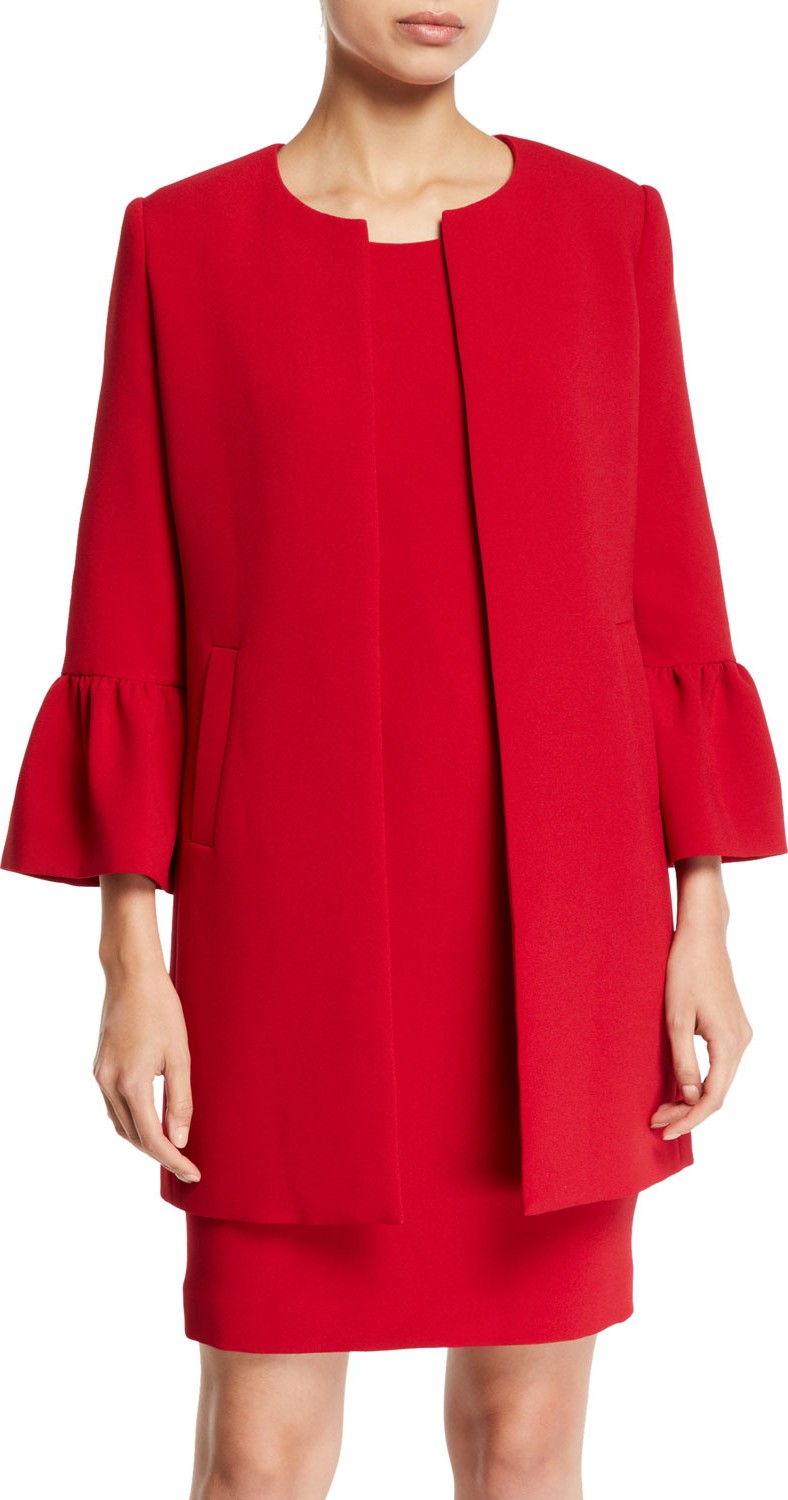 Albert Nipon Two-Piece Trumpet-Sleeve Coat & Mini Dress Set