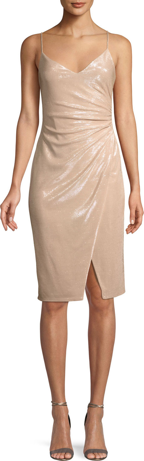 Black Halo Bowery Shirred Metallic Sheath Cocktail Dress