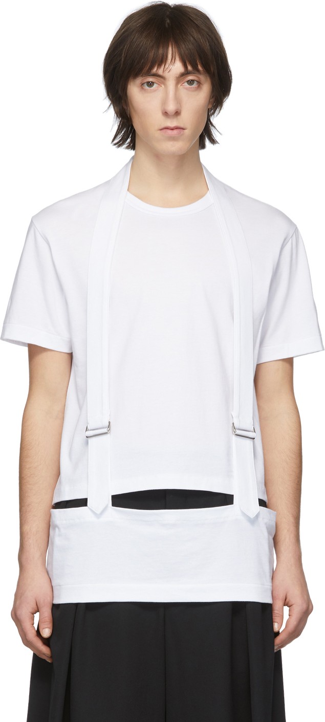 Comme Des Garçons Homme Plus White Buckle T-Shirt