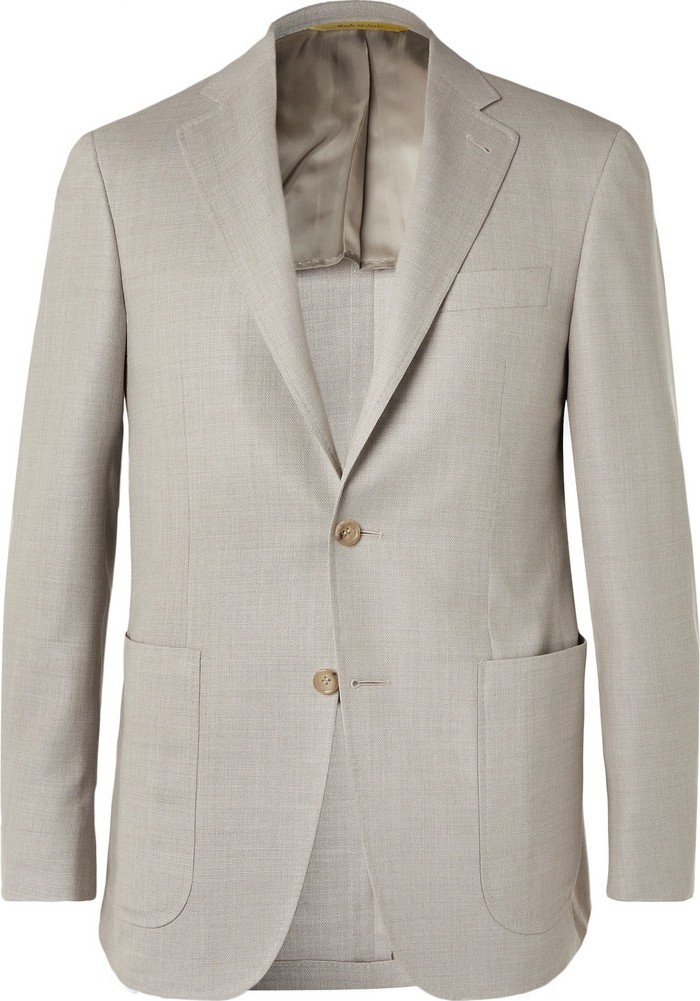 Canali Stone Kei Unstructured Wool-Hopsack Blazer