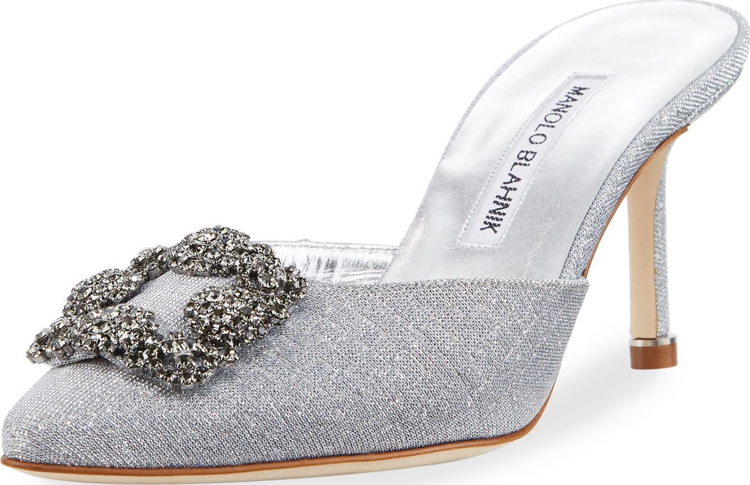 Manolo Blahnik Hangisi Metallic Mule Pump