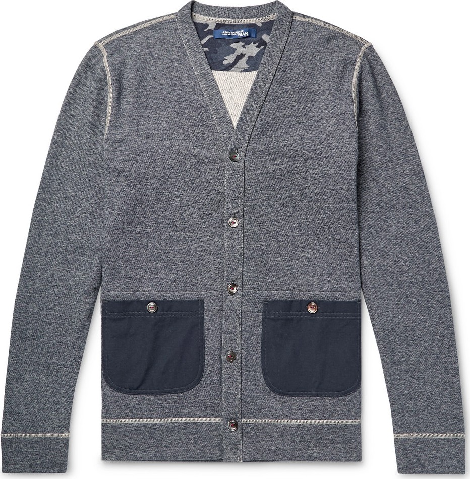 Junya Watanabe Slim-Fit Ripstop-Trimmed Mélange Cotton-Jersey Cardigan