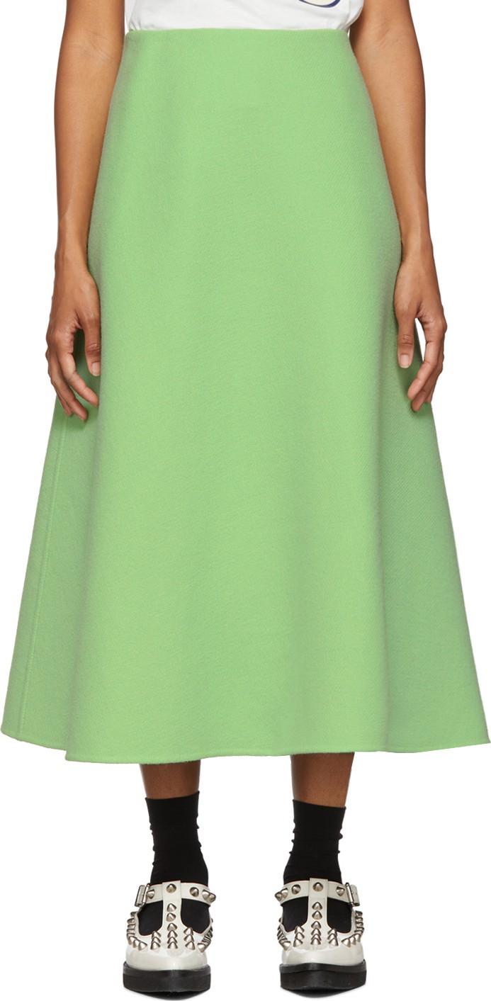 MARC JACOBS Green Wool A-Line Skirt