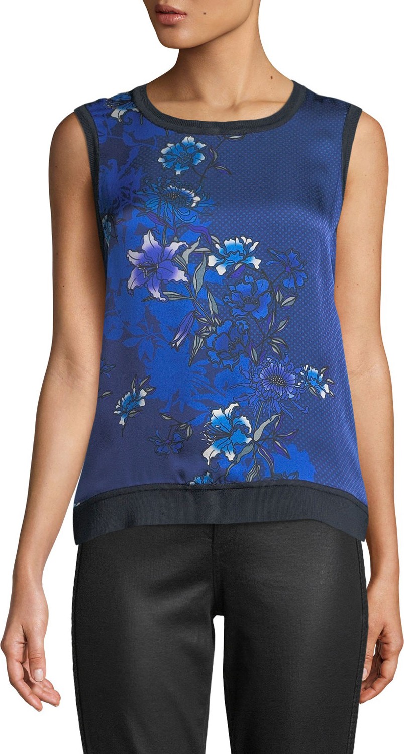 Elie Tahari Pauletta Floral-Print Silk Blouse
