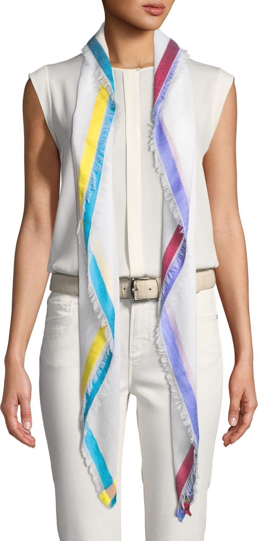 Loro Piana Quadrata Soffio Cashmere & Silk Scarf