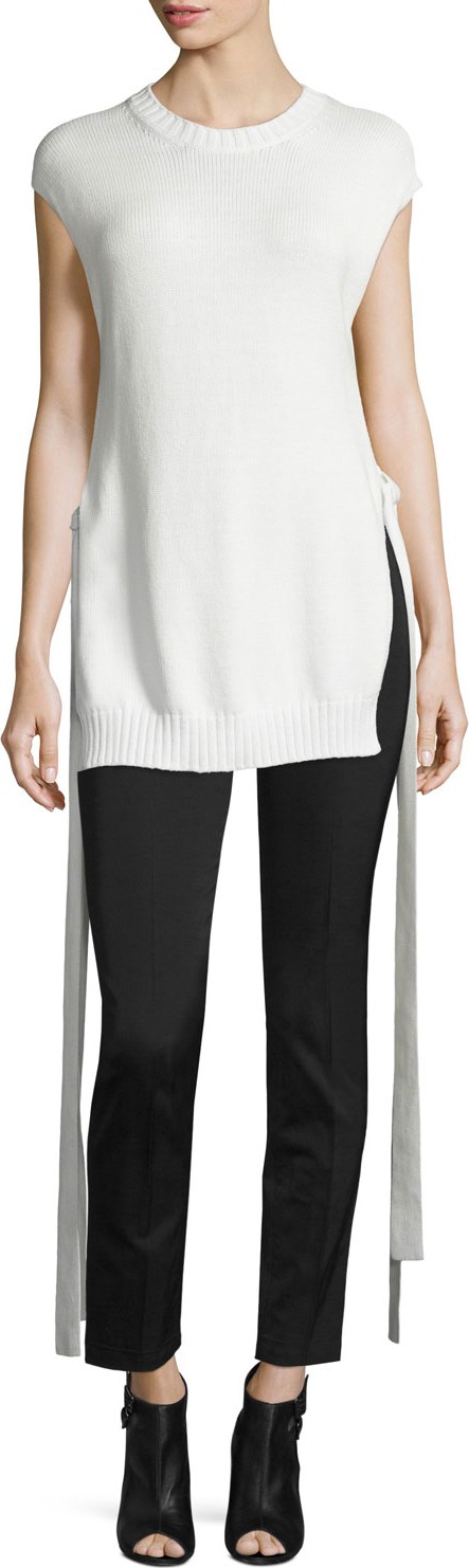 Joseph Cap-Sleeve Knit Ribbon-Trim Top