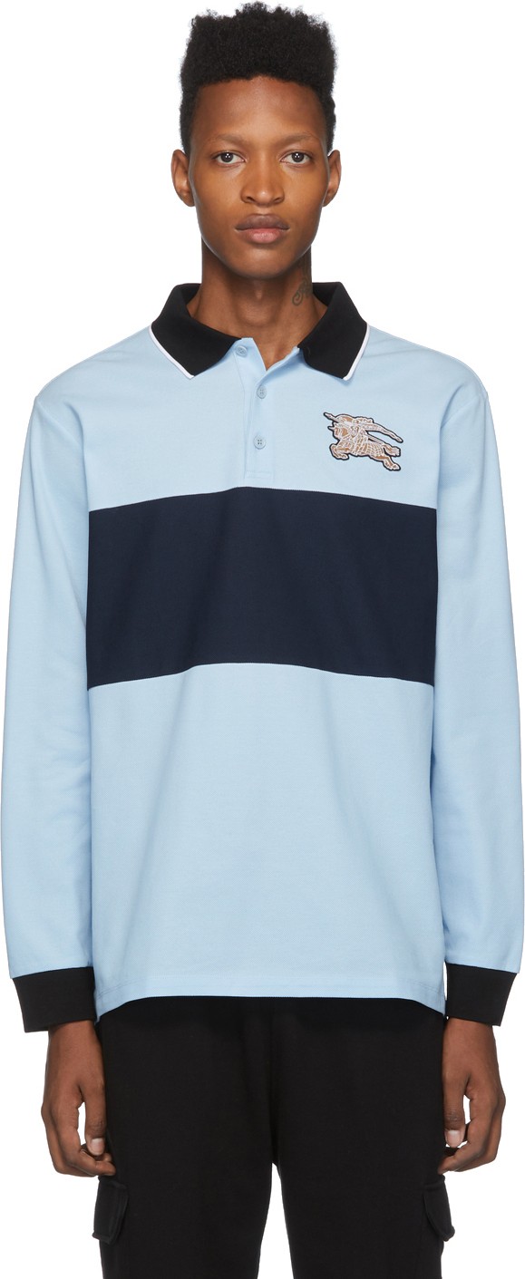 Burberry London England Blue Logo Cooper Polo