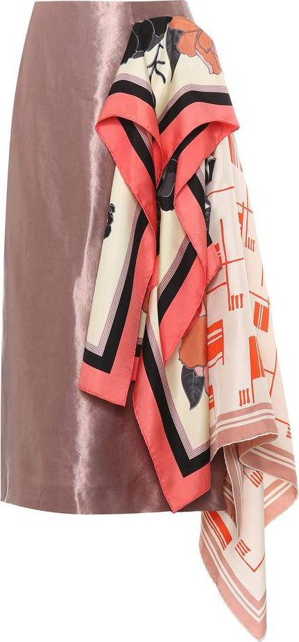 Dries Van Noten Linen-blend satin pencil skirt