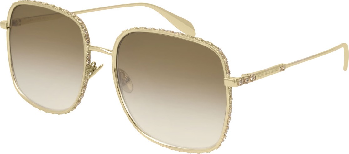 Alexander McQueen Square Gradient Sunglasses w/ Crystal Trim