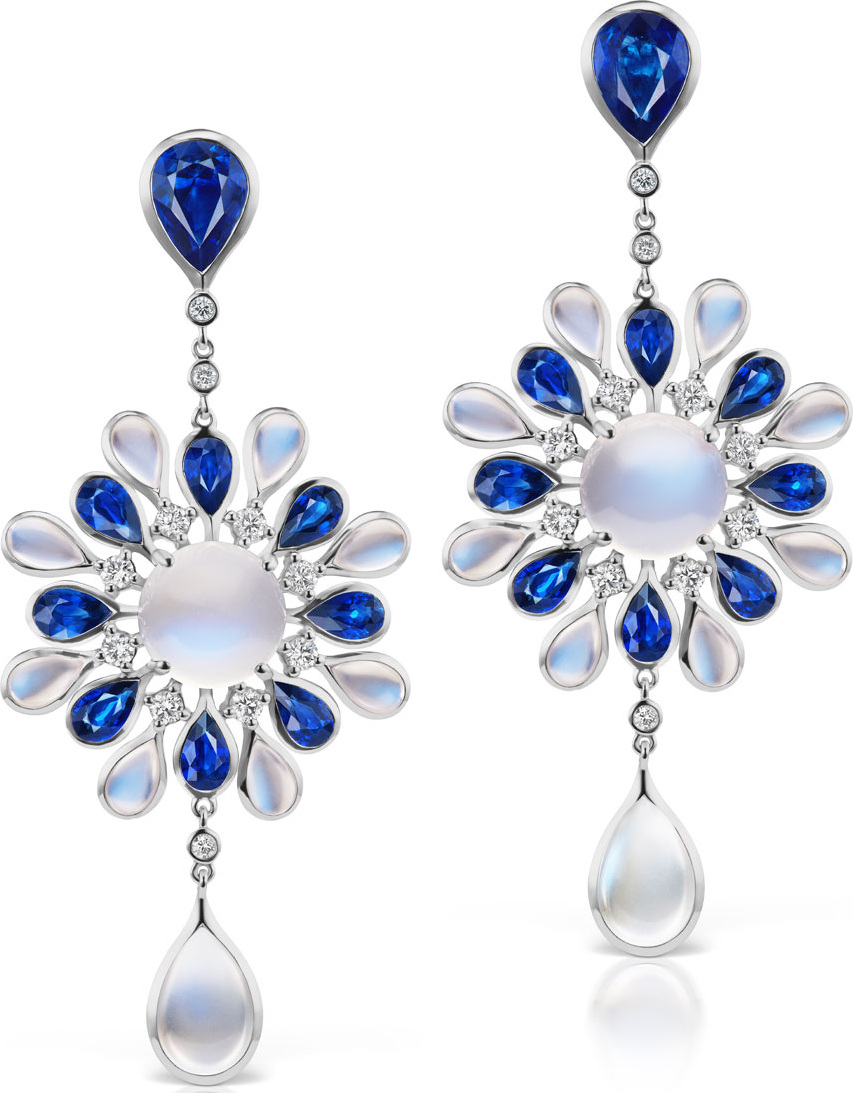 Maria Canale 18k White Gold 2-Stone Drop Earrings