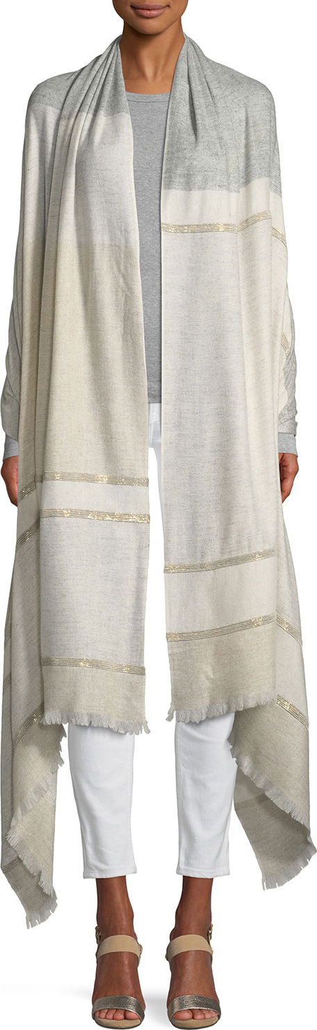 Lafayette 148 New York Embellished Lightweight Cashmere Scarf