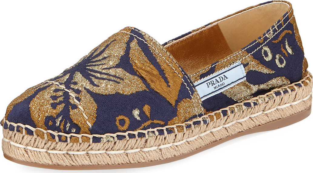 Prada Metallic Jacquard 20mm Espadrille