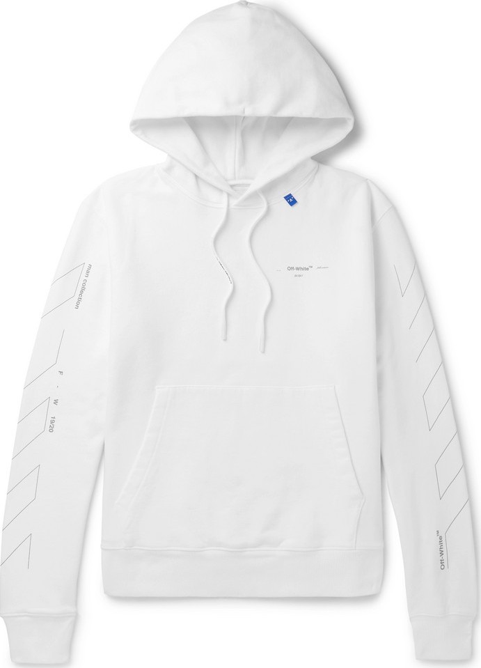 Off White Slim-Fit Logo-Print Loopback Cotton-Jersey Hoodie