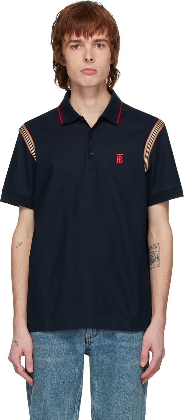 Burberry London England Navy Kian Icon Stripe Polo