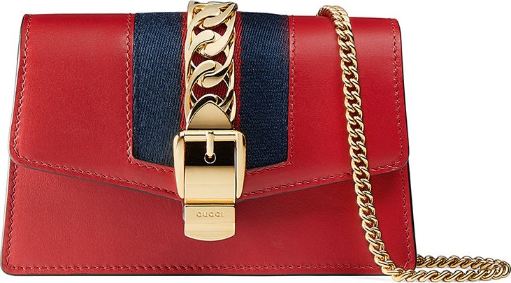 Gucci Sylvie Super Mini Leather Wallet on a Chain