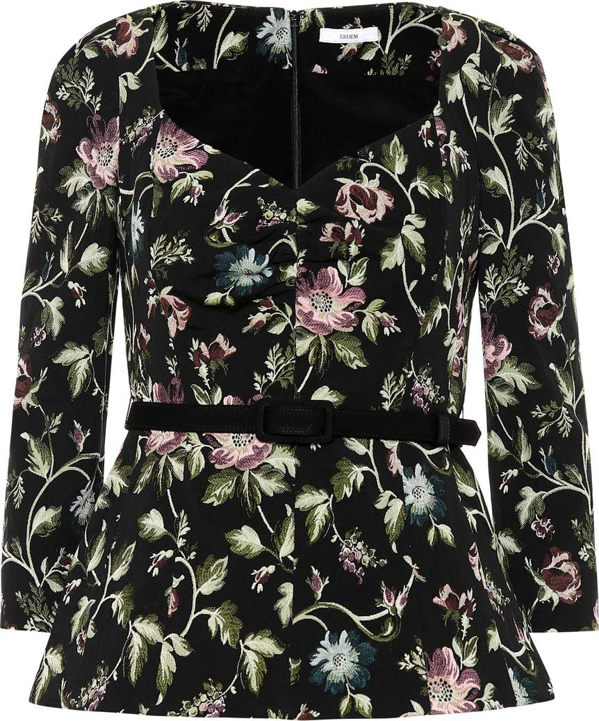 Erdem Printed stretch-cotton top