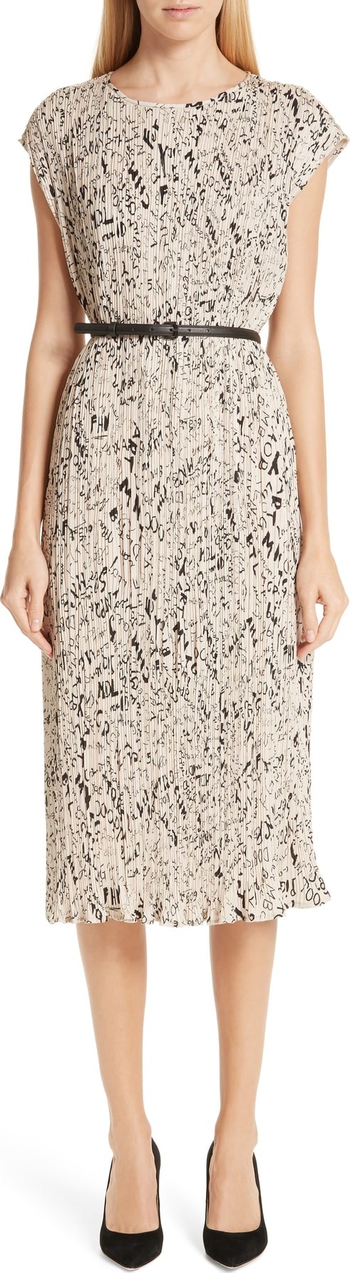 Max Mara Rino Print Plissé Dress