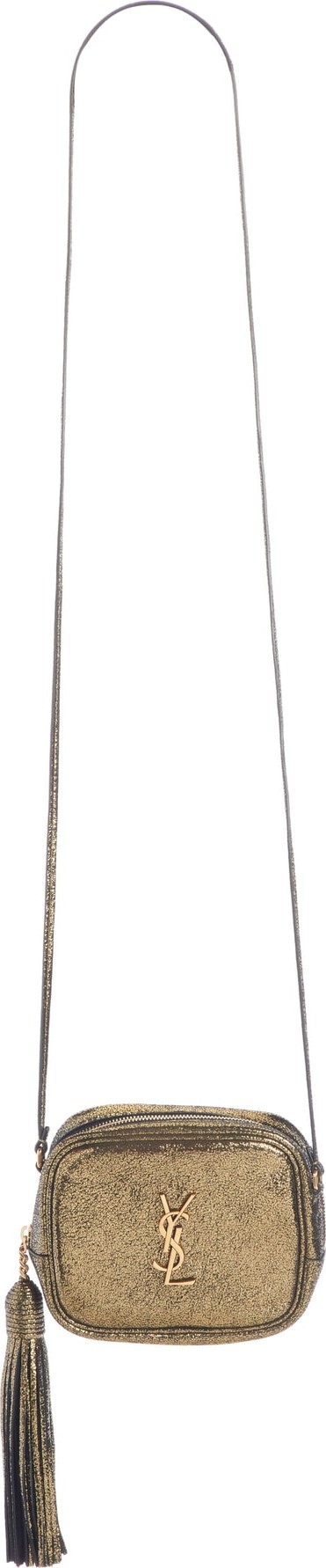 Saint Laurent Mini Blogger Metallic Crackled Leather Crossbody Bag