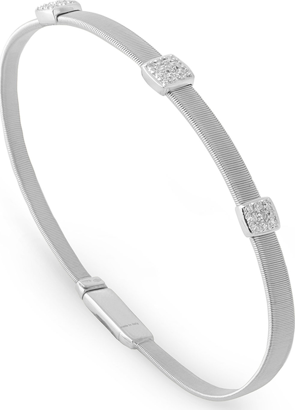 Marco Bicego Masai 18K White Gold Bracelet with Three Diamond Stations