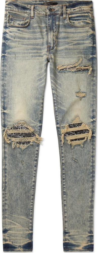 Amiri MX1 Skinny-Fit Panelled Distressed Stretch-Denim Jeans