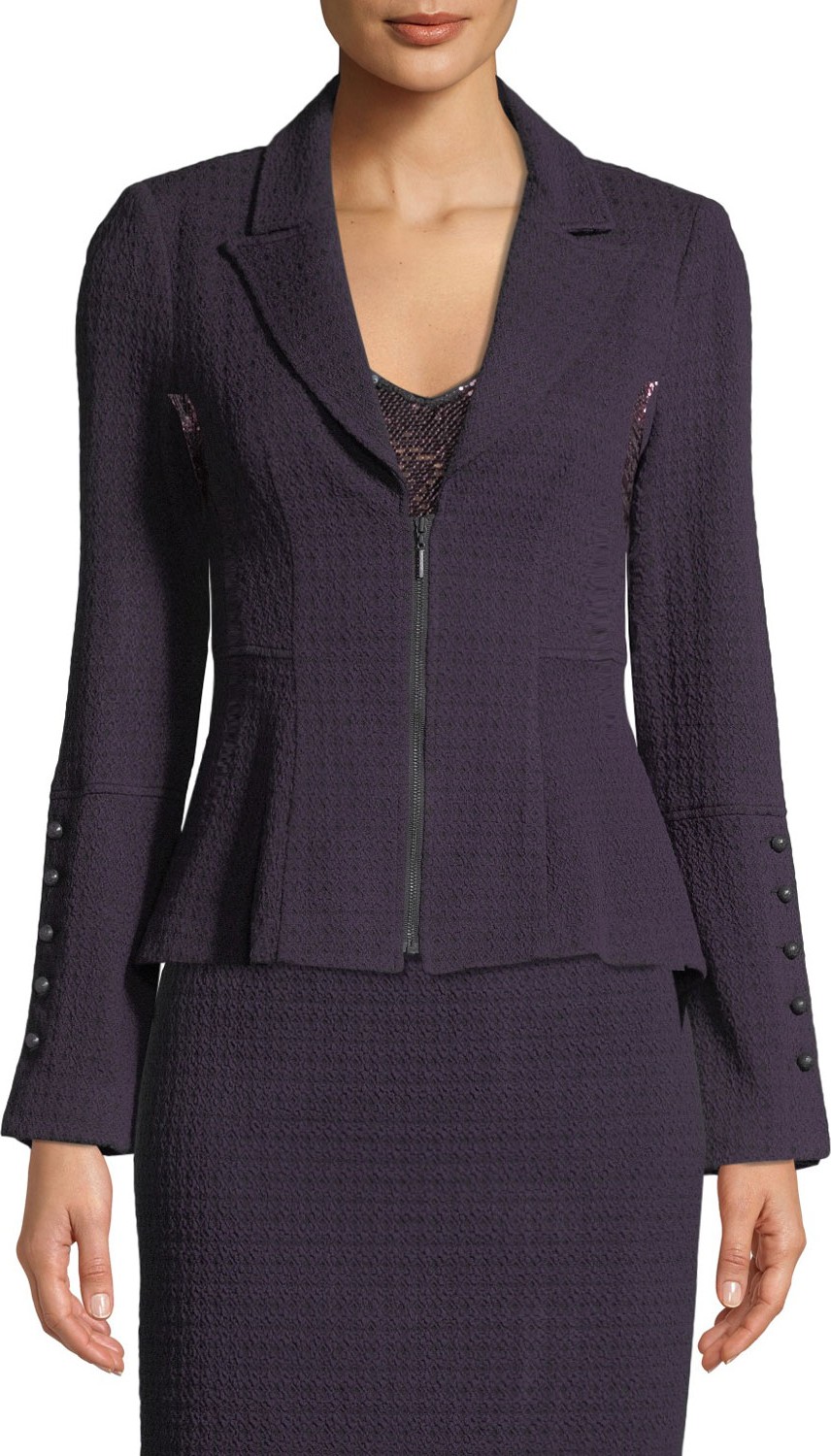 Nanette Lepore Expedition Zip-Front Knit Blazer