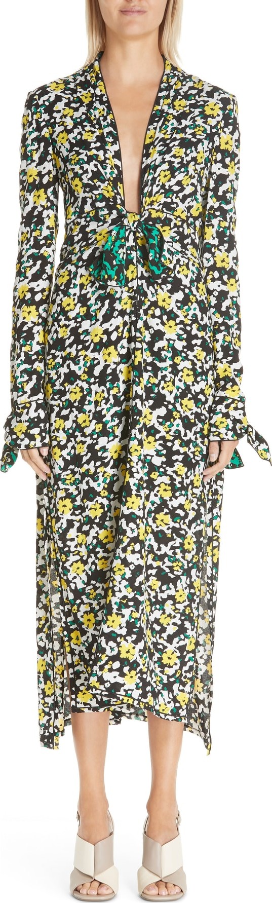 Proenza Schouler Floral Print Knotted Midi Dress