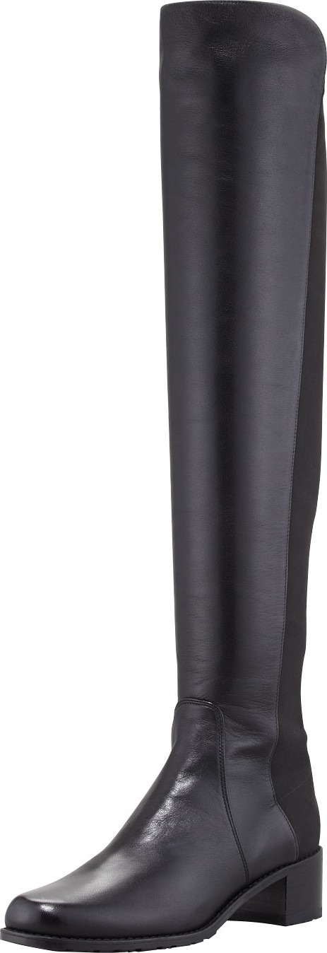 Stuart Weitzman Reserve Leather Stretch-Back Over-the-Knee Boots