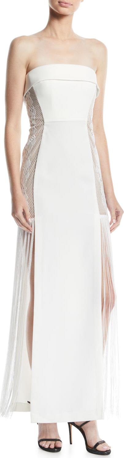 Aijek Odette Strapless Dress w/ Lace Inserts