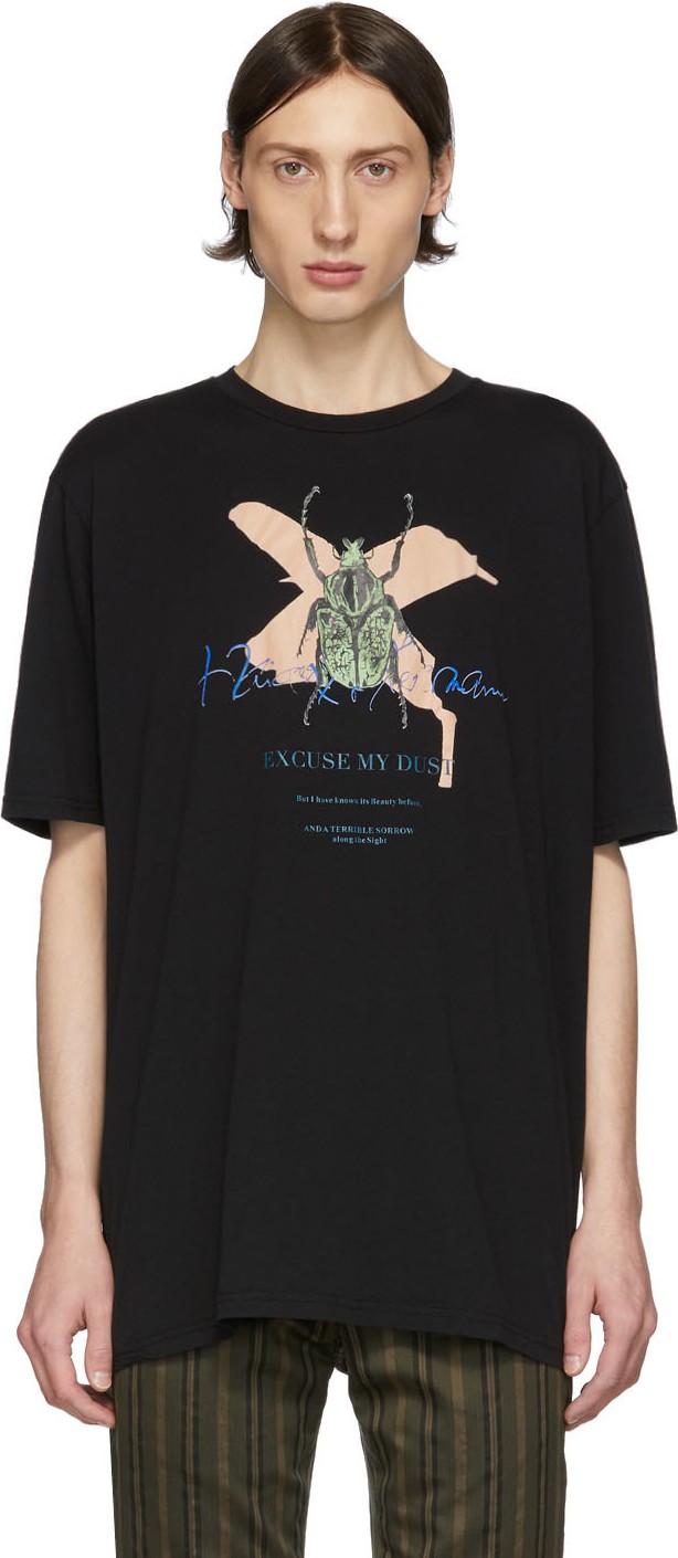 Haider Ackermann Black & Orange 'Excuse My Dust' T-Shirt