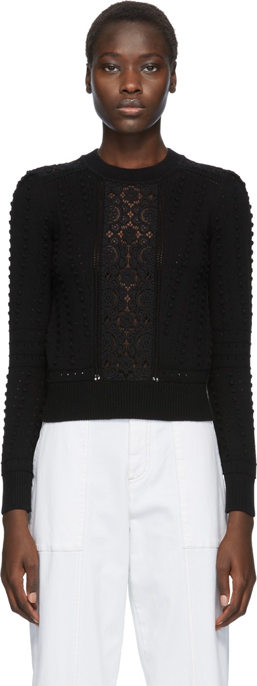 See By Chloé Black Lace Fitted Sweater See By Chloé Black Lace Fitted Sweater