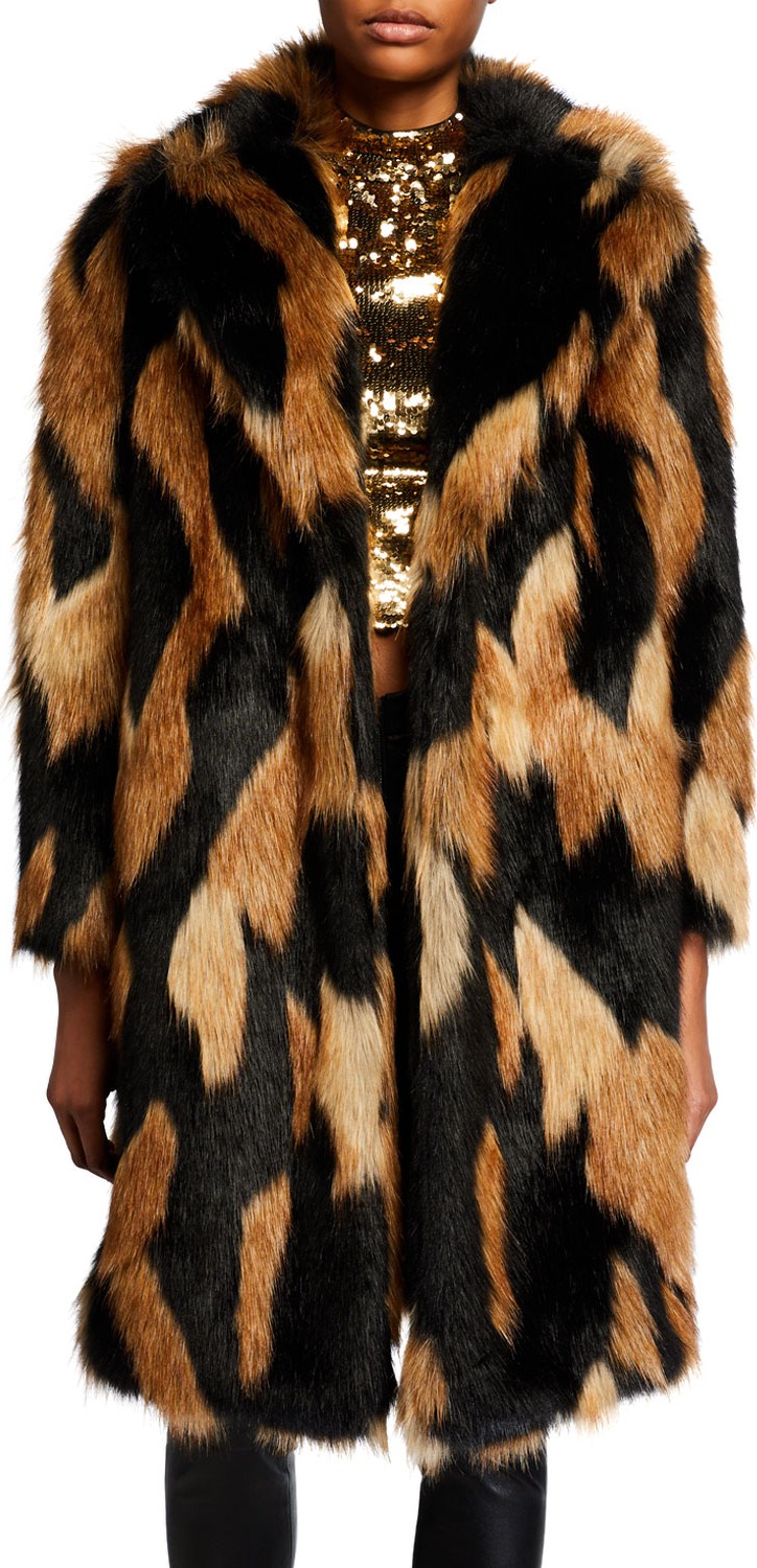 Alice + Olivia Foster Long Faux-Fur  Coat