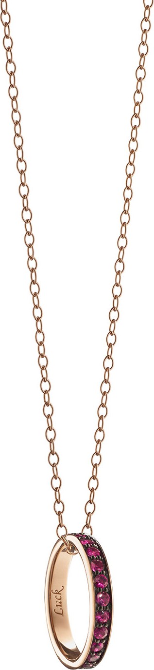 Monica Rich Kosann 18K Ruby "Luck" Poesy Ring Pendant Necklace