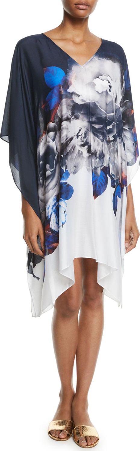 JETS by Jessika Allen Picturesque Short Floral Coverup Kaftan