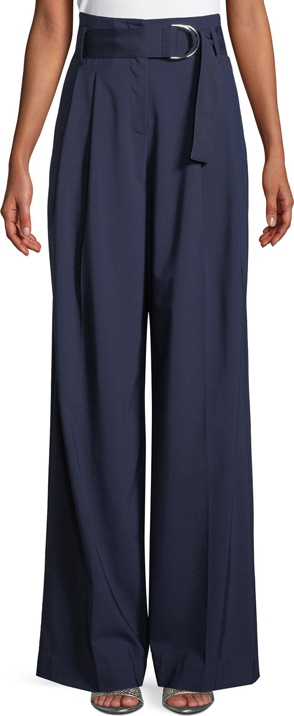 DIANE von FURSTENBERG Wide-Leg Belted Wool Pants