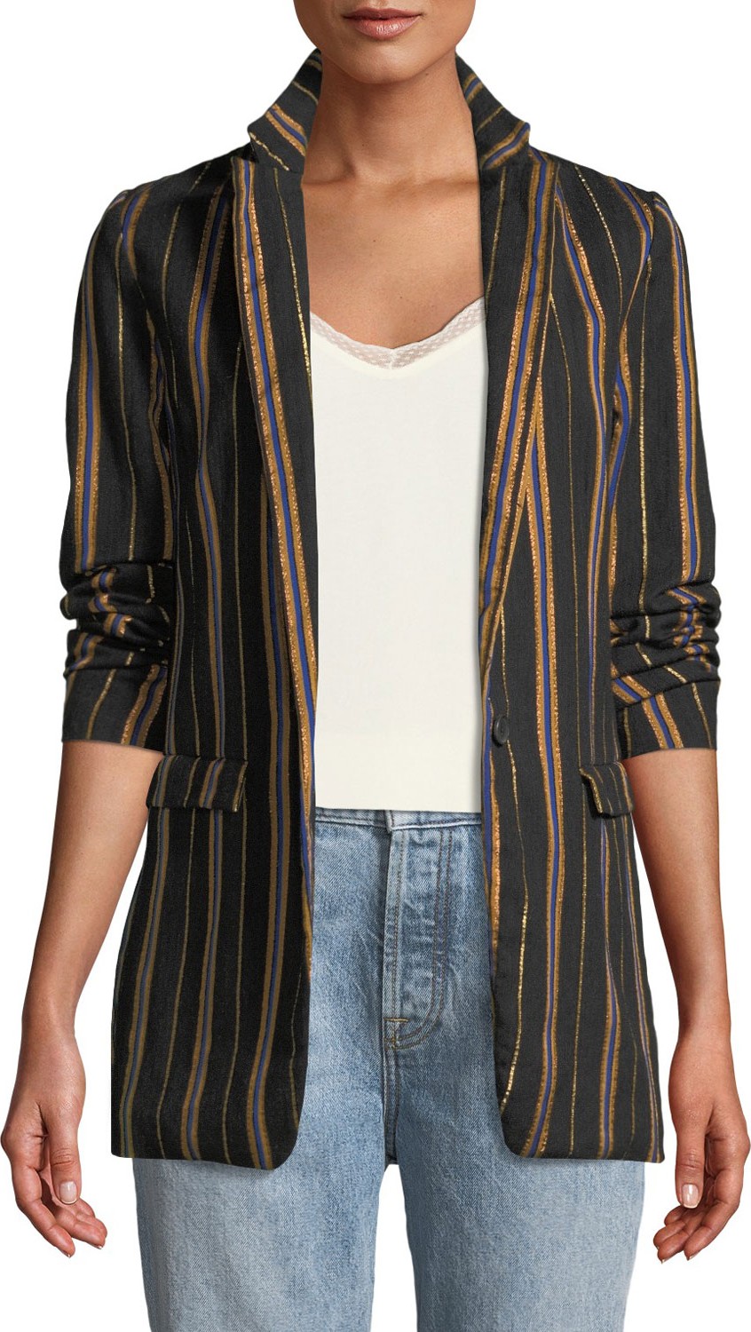 Forte Forte Masai Striped Metallic Single-Button Jacket