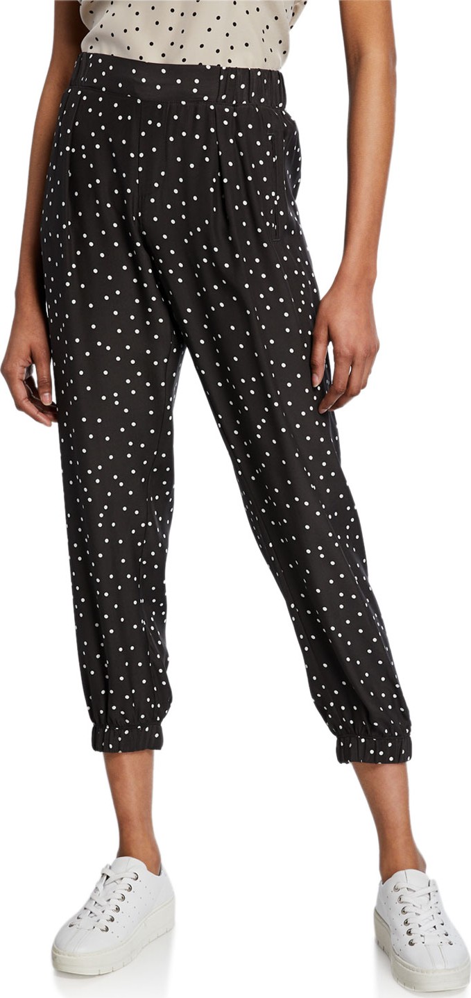 ATM Anthony Thomas Melillo Polka-Dot Silk Cropped Pants