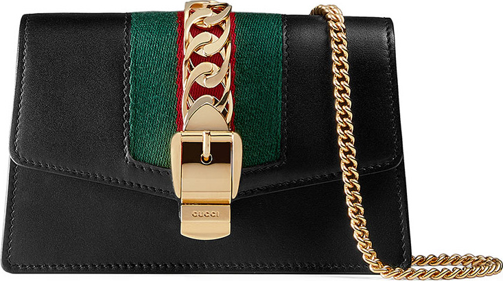 Gucci Sylvie Super Mini Leather Wallet on a Chain