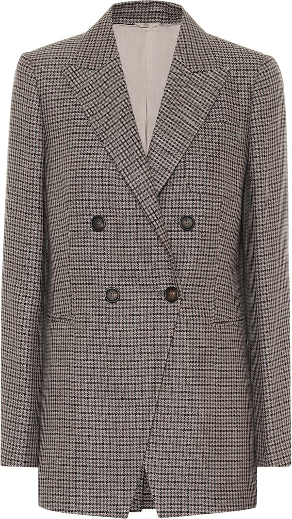 Brunello Cucinelli Checked linen, wool and silk blazer