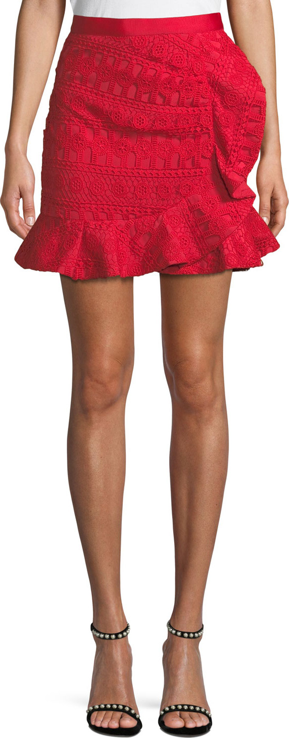 Self Portrait Lace Frill Mini Skirt