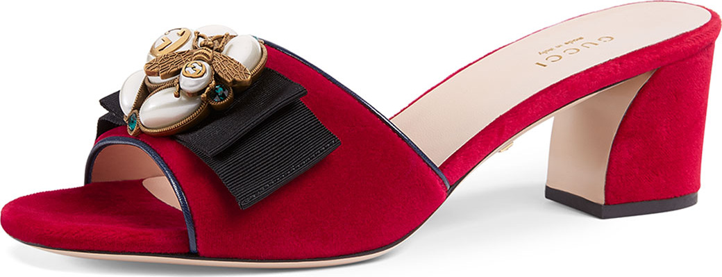 Gucci Velvet Slide Sandals