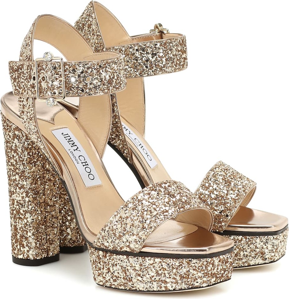 Jimmy Choo Maie 125 glitter platform sandals