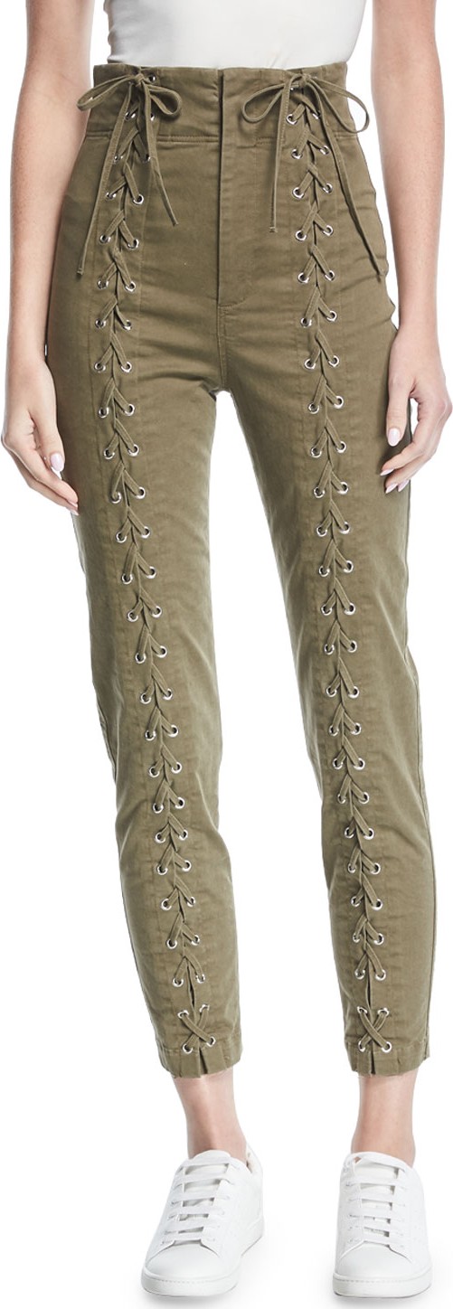 A.L.C. Kingsley High-Waist Lace-Up Skinny Pants