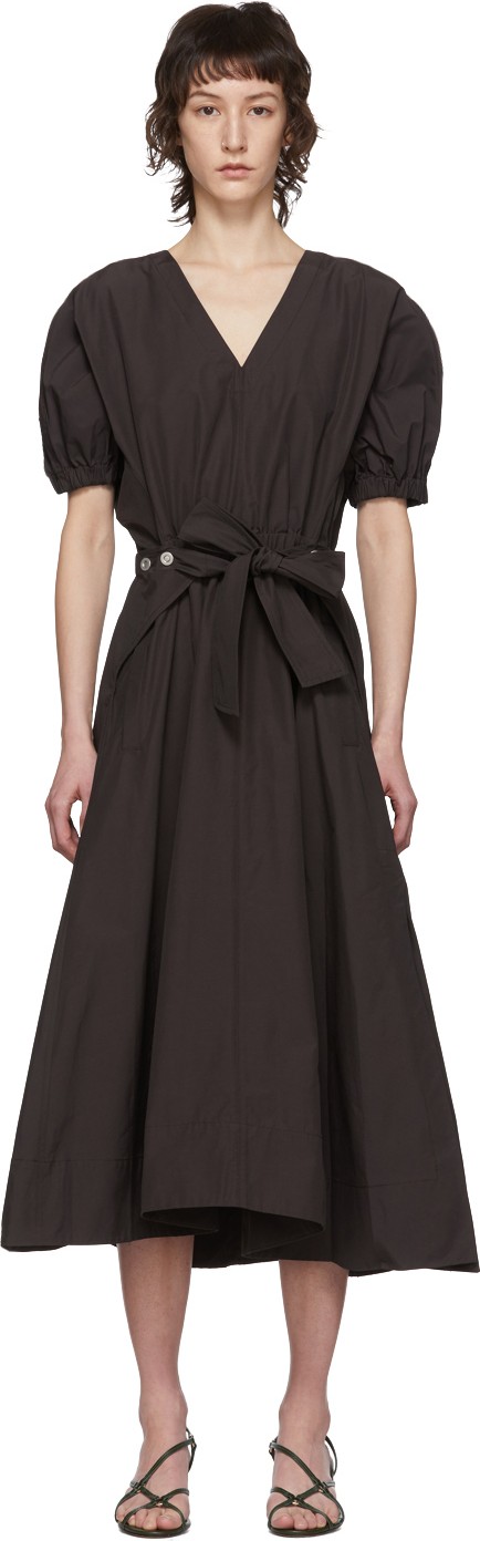 3.1 Phillip Lim Brown Gathered Utility Dress 3.1 Phillip Lim Brown Gathered Utility Dress