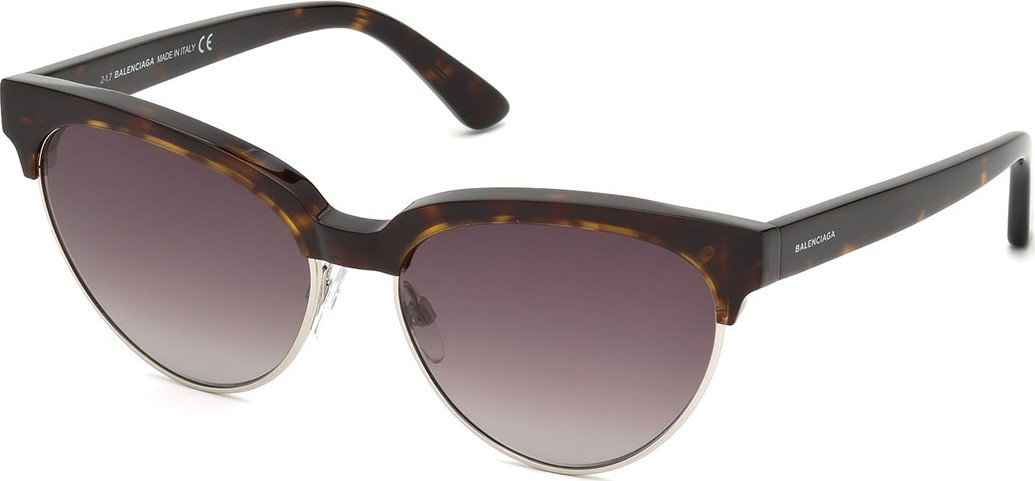 Balenciaga Tortoise Cat-Eye Semi-Rimless Sunglasses, Brown